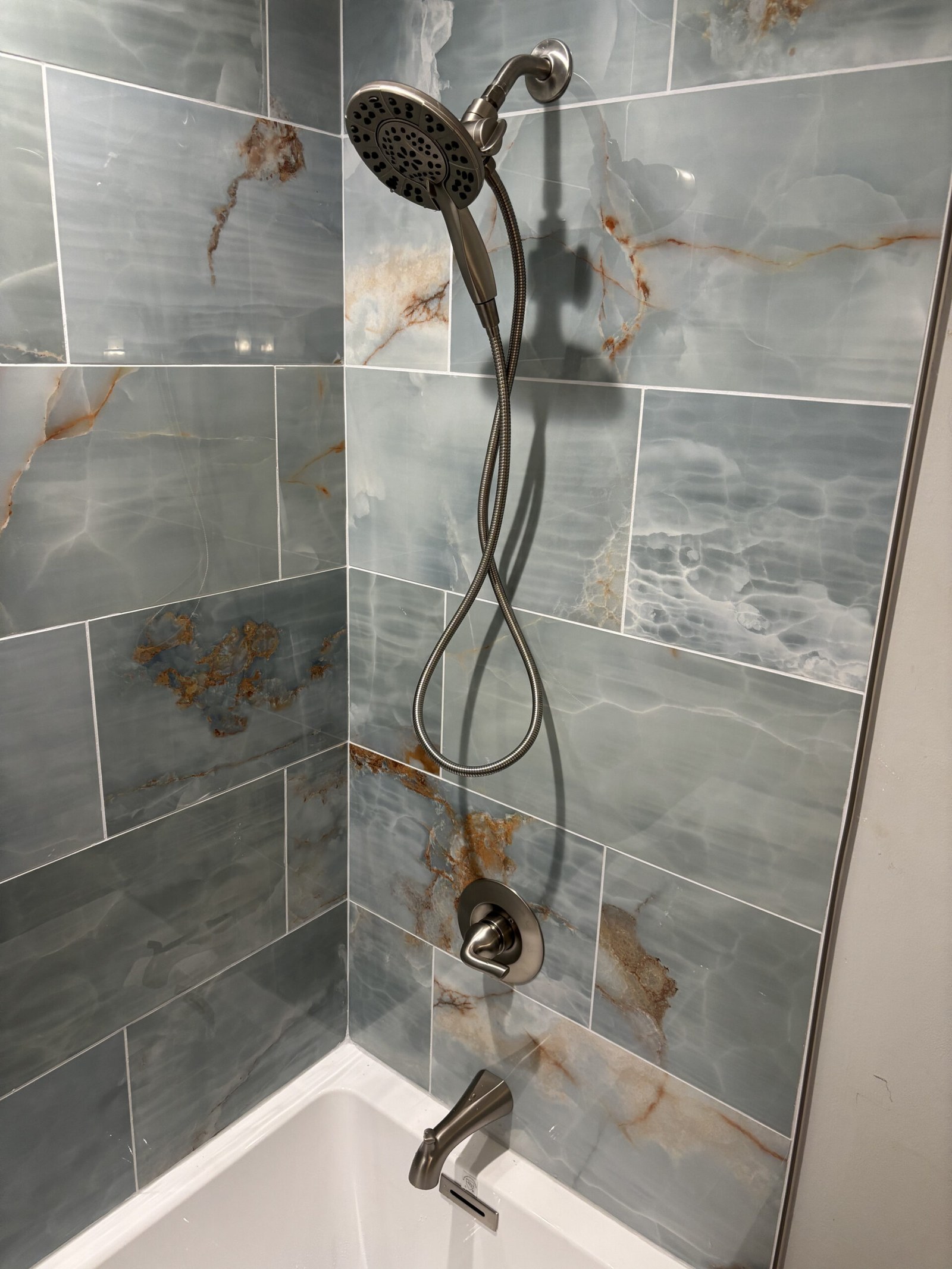 New shower fixture and tile work